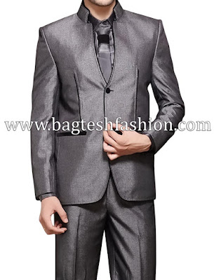 Sharkskin V Neck Party Wear Suit