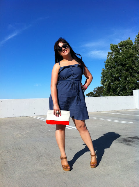 Chambray Dress + Neon Pink and Orange - Daily Outfit