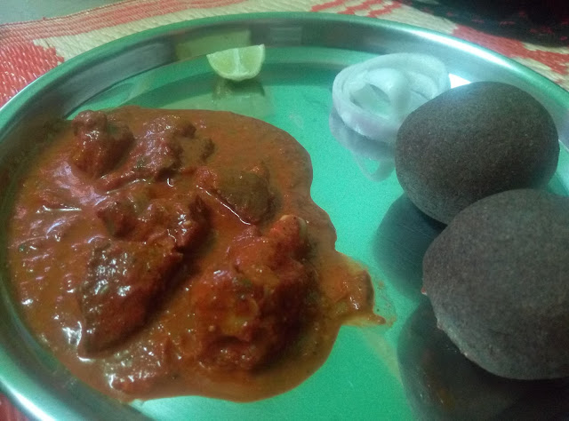 Ragi Mudde Recipe Finger Millet with Spicy Mutton Curry Gravy Indian Non veg Food