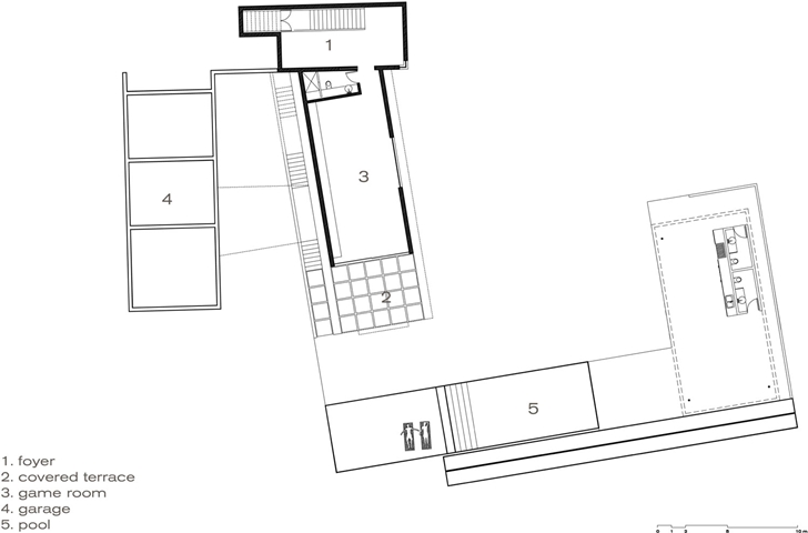 First floor plan of Modern contemporary CT House in Mexico