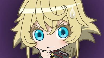 Perplexed Tanya Degurechaff from Saga of Tanya the Evil in Isekai Quartet Episode 1