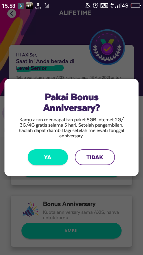Kuota gratis anniversary Axis 5 gb di aplikasi axisnet