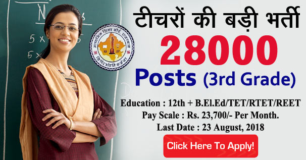 Rajasthan 3rd Grade Teacher Recruitment 2018 - 28000 Teacher Posts 