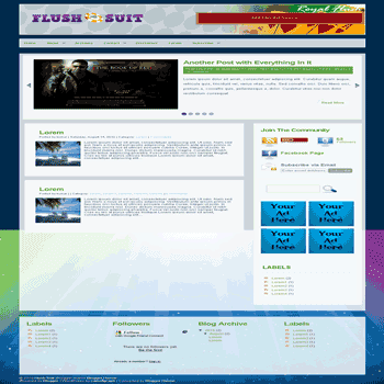 Flush Suit free blogger template convert wordpress theme to blogger template with image slideshow blogger template