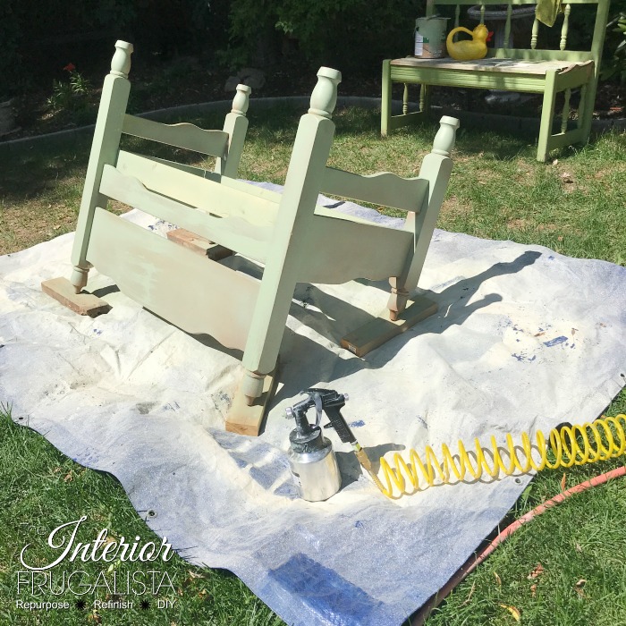 How to turn an old headboard set into a relaxing outdoor garden bench for two. A budget-friendly outdoor furniture idea for a deck, patio, or porch.