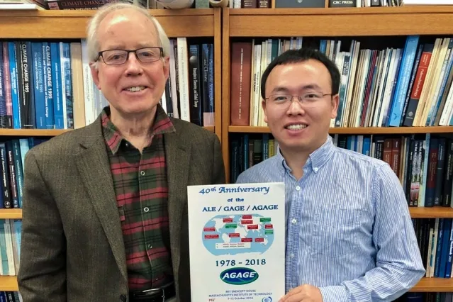 Image Attribute: Using atmospheric emissions taken by the global network AGAGE, Ronald Prinn (left) and Xuekun Fang (right) have identified rising emissions of chloroform that may pose a new threat to ozone recovery. Courtesy of the researchers/MIT