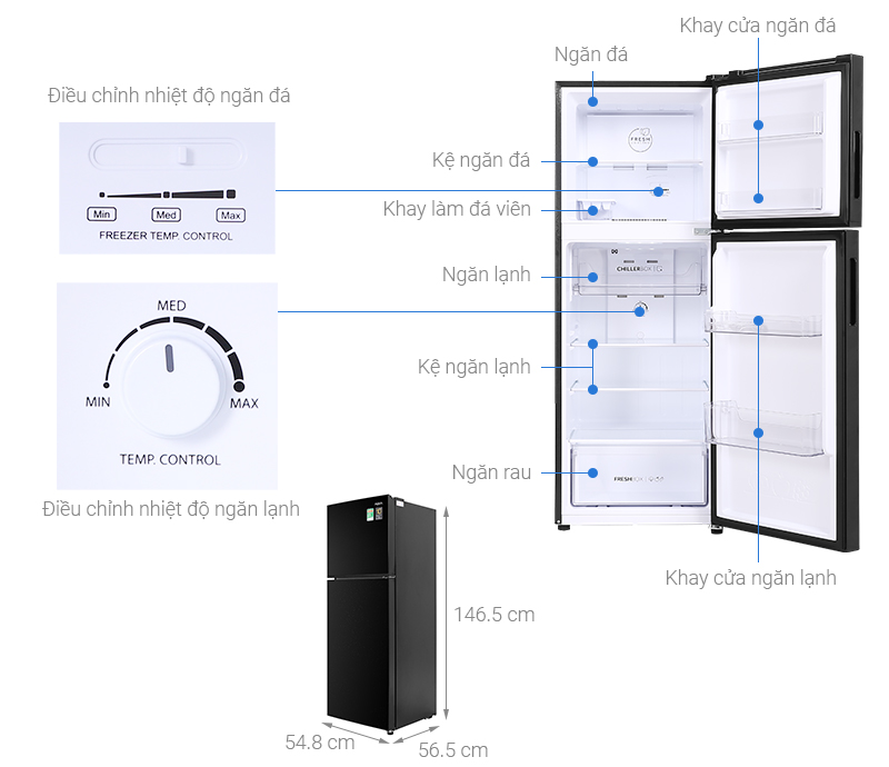 Tủ lạnh Aqua Inverter 211 lít AQR-T238FA(FB)