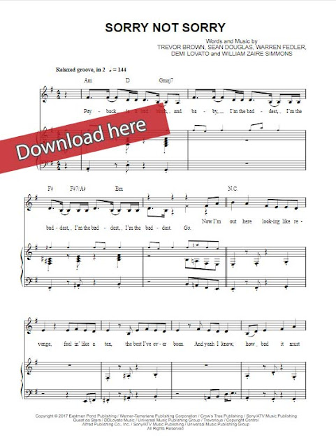 demi lovato, sorry not sorry, piano sheet music notes, chords, download, klavier noten, keyboard, voice, vocals, pdf, composition, akkorden, partition, how to play, learn