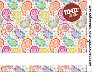 Paisley Free Printable M&M  Candy Bar Labels.