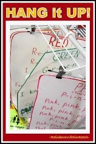photo of: Anchor Charts for Color Piggyback Songs (Hanging on Hangers) via RainbowsWithinReach