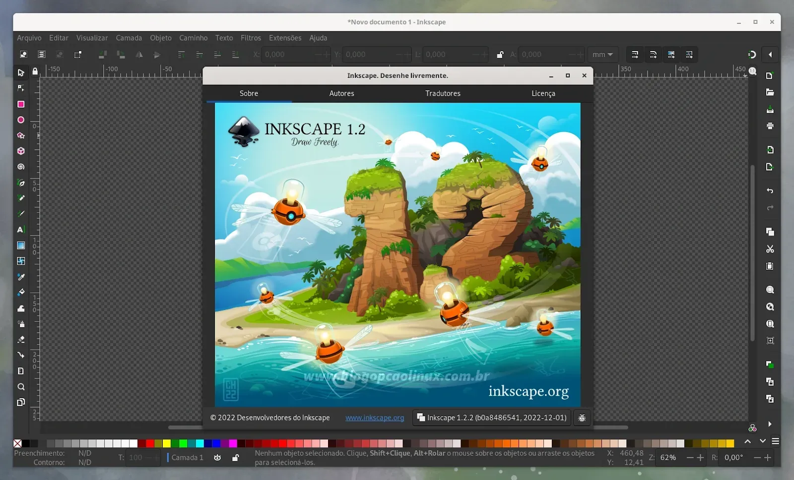 Inkscape executando no Fedora 38 Workstation