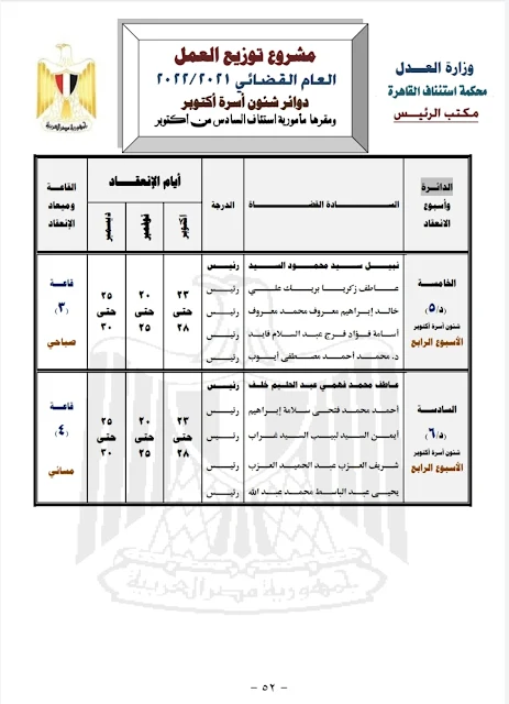 (17) دوائر شئون أسرة أكتوبر  ( ٢٠٢٢ )  مقرها  مأمورية إستئناف السادس من أكتوبر