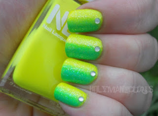 lime sideways gradient Holy Manicures feature Friday neon yellow green bling gems glitter