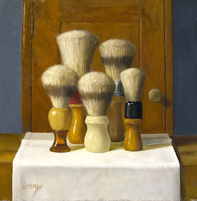 shaving brushes, vintage barber, original art