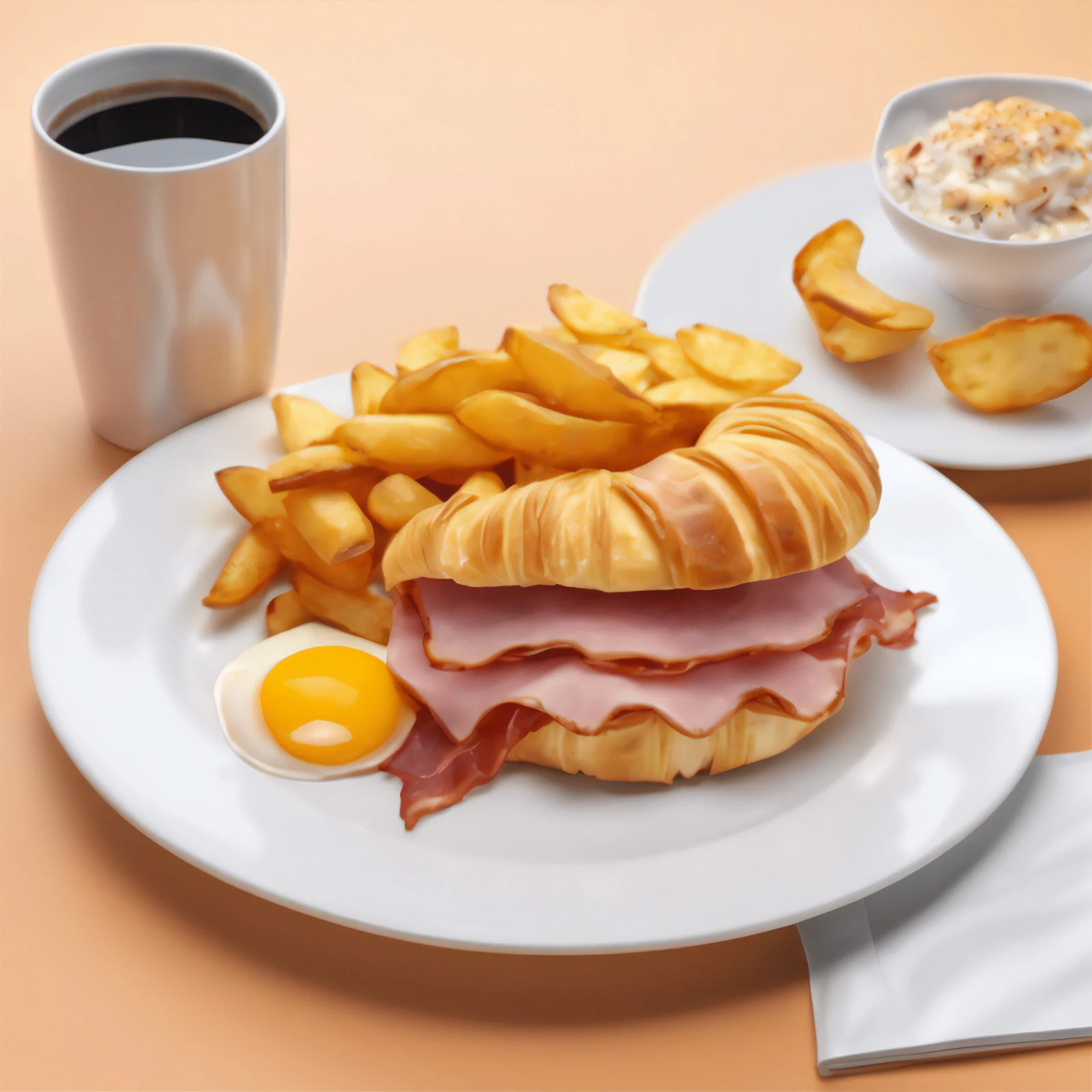 plato-de-croissant-de-jamon-ahumado-huevo-frito-con-cafe-y-complementos