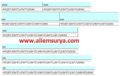 Cara Membagi Pecahan Nominal Uang Menggunakan Rumus Excel