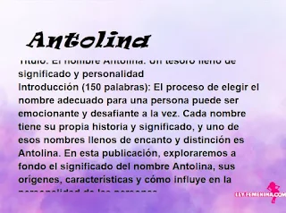 significado del nombre Antolina