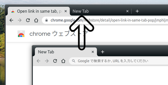Open link in same tab, pop-up as tab Chrome拡張