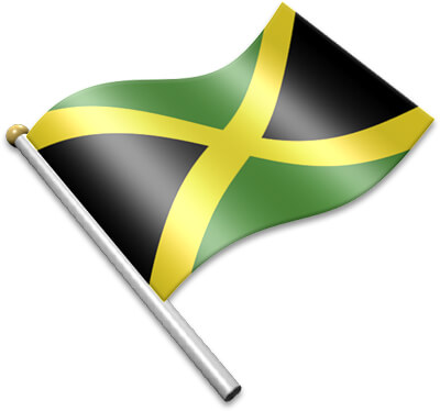 The Jamaican flag on a flagpole clipart image