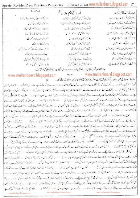  Guess Paper Urdu Compulsary 9th Class 2012 (1)