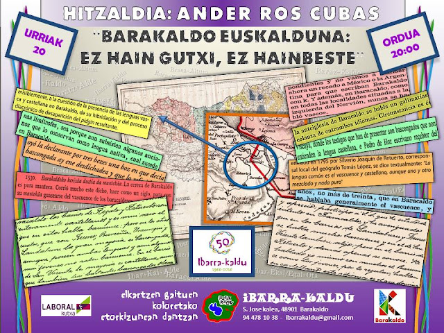 Cartel de la charla sobre el euskera en Barakaldo