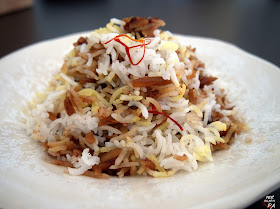 Arroz basmati con dátiles,  almendras y aromatizado con azafrán