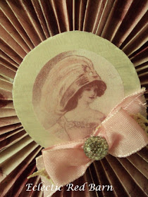 Pink lady as center of frame with ribbon