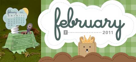 2011 Groundhog Calendar Papercraft February