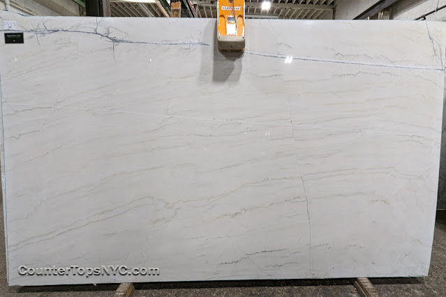 White Lux Quartzite Slab NYC