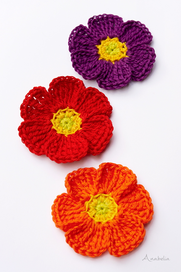 10  Crochet Flowers  free patterns, Anabelia Craft Design