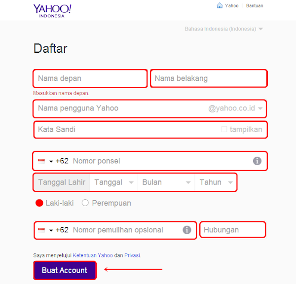 Formulir Pendaftaran Yahoo Formulir Pendaftaran Yahoo