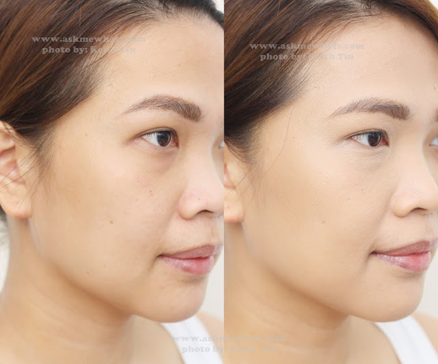 before and after photo using The Body Shop Fresh Nude Foundation