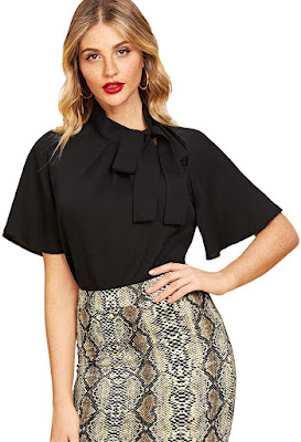 Women's Black Short Sleeve Blouses