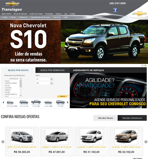 Website da Translages utilizando a BS Dealer WEB que é o sistema web da Concessionárias criada pela Big Solutions