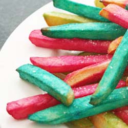 How to make coloured rainbow hot potato french fries chips DIY