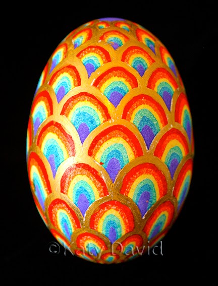 ©Katy David, Friday Egg: Second Hand Rainbows, Goose Egg Pysanky and 23K Gold