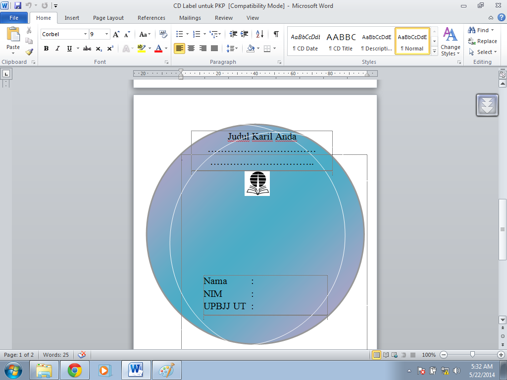 Download Format Label CD untuk Laporan PKP  INFO OPERATOR 