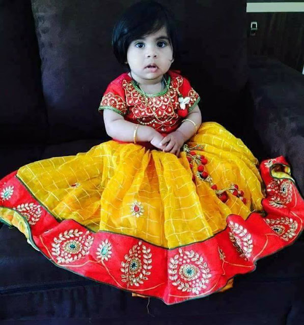 Baby in Stripes Kundan Work Lehenga