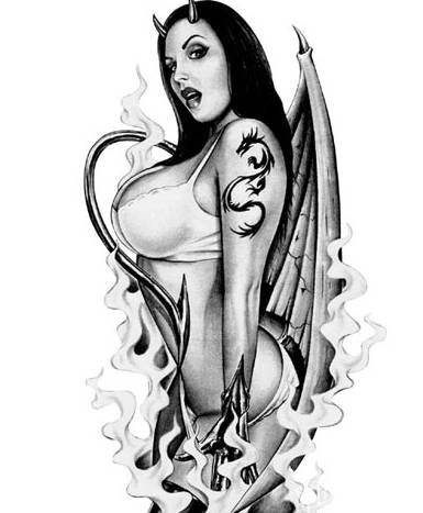 girls with guns and tattoos. girls with guns drawings.