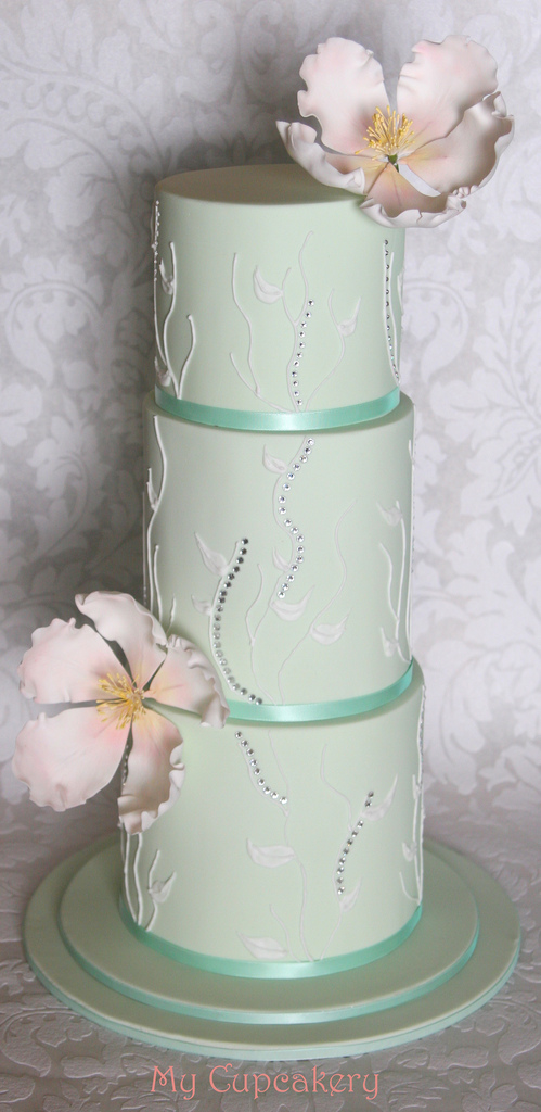 Gorgeous pastel mint green wedding cake created by meggs2518