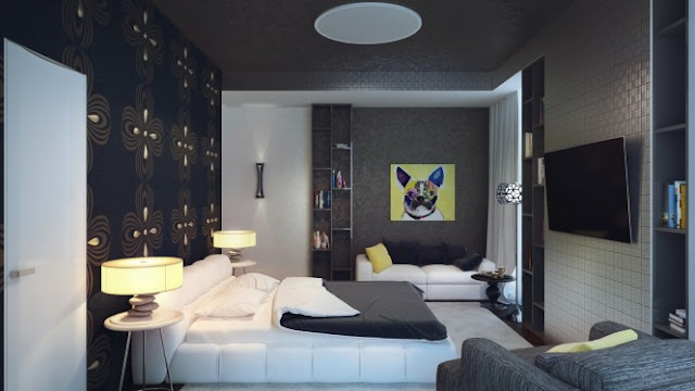 Beautiful Interior Bedroom with Attention Grabbing Wall