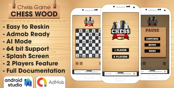 Chess Wood – Chess Game Android Studio Project with AdMob Ads + Ready to Publish