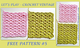 free crochet patterns, vintage, clusters, v-stitch, how to crochet