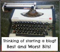 Old, battered typewriter with title overlaid