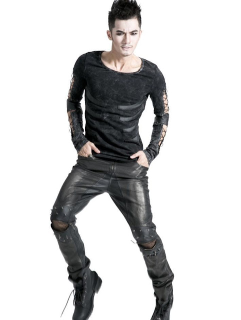 Black Decadent Gothic Punk Leather Pants for Men