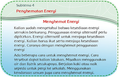 kunci jawaban tema 6 kelas 3 subtema 4 penghematan energi