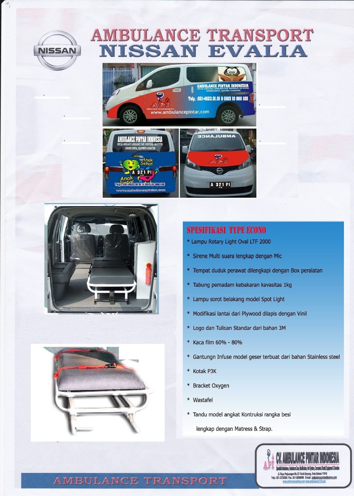 Ambulance Nissan Evalia MENJUAL DAN MENYEWAKAN MOBIL AMBULANCE