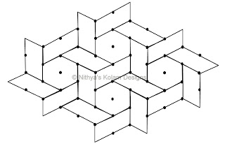 5 Kolam 87: Lines Kolam Interlocked dots 8 to 3