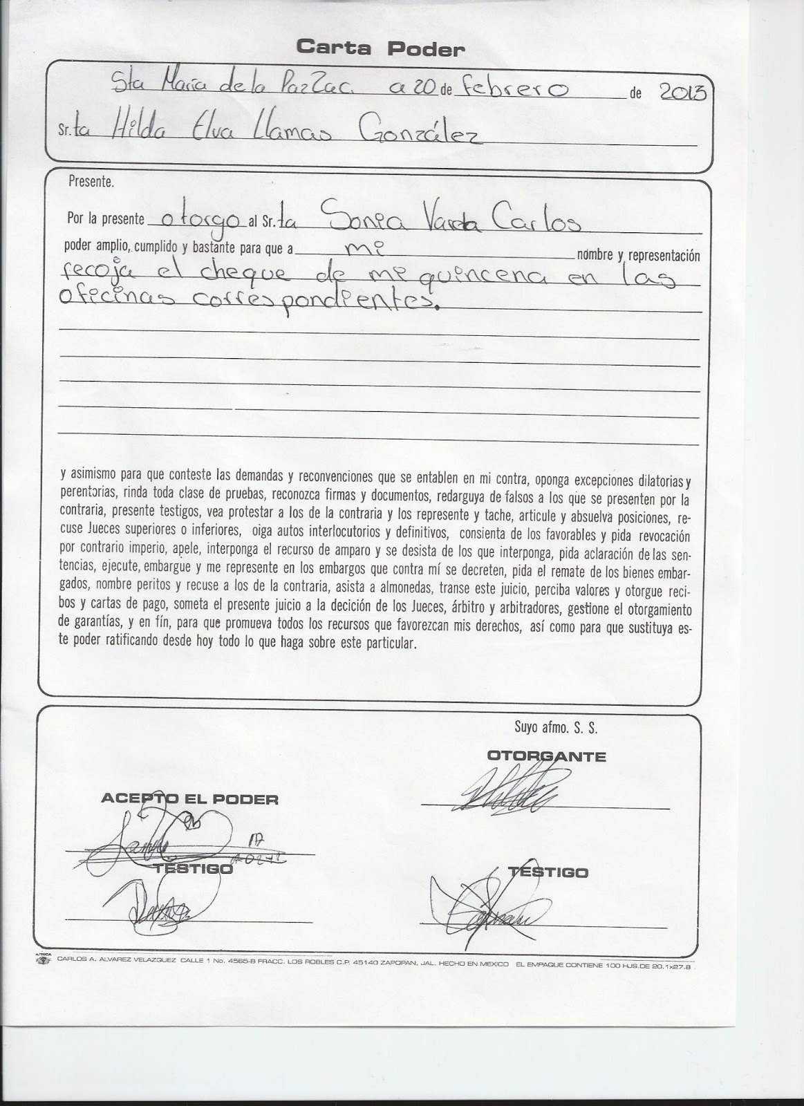 HELL: CARTA PODER