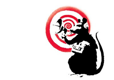 Image of a rat holding a radar listening device in front of a red spiral. Intended to represent previously anti-accessibility game developers starting to prick up their ears. No offence re. the rat - just liked the Banksy picture.